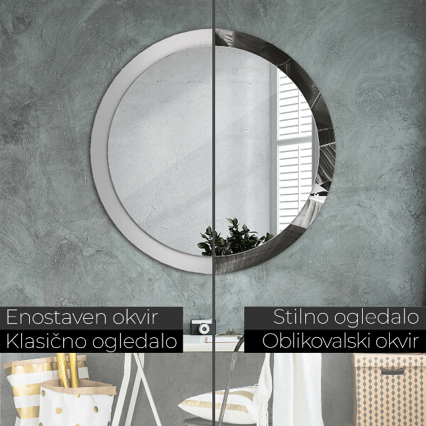 Specchio tondo decoro Palme tropicali