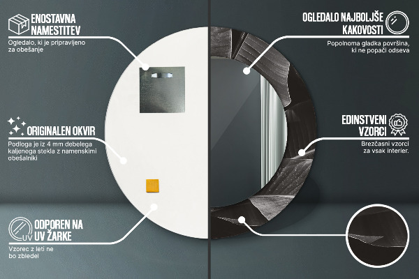 Specchio tondo decoro Palme tropicali