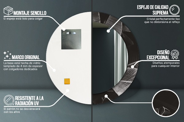 Specchio tondo decoro Palme tropicali