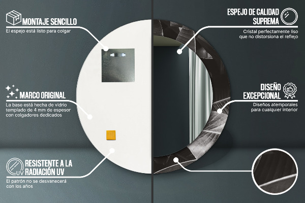 Specchio tondo decoro Palme tropicali