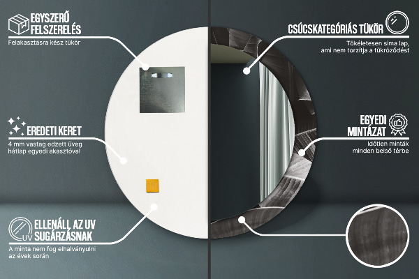 Specchio tondo decoro Palme tropicali