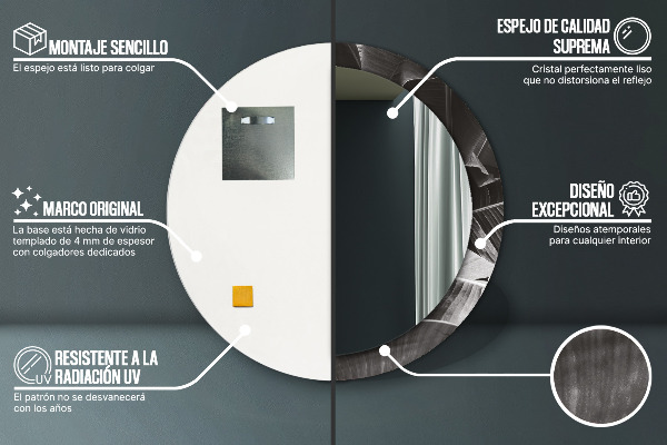 Specchio tondo decoro Palme tropicali