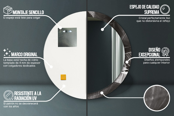 Specchio tondo decoro Palme tropicali