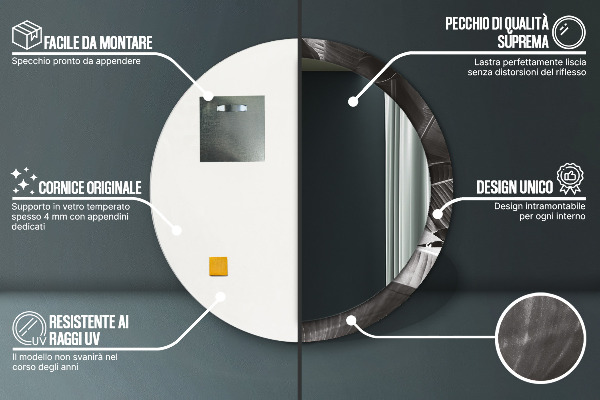 Specchio tondo decoro Palme tropicali