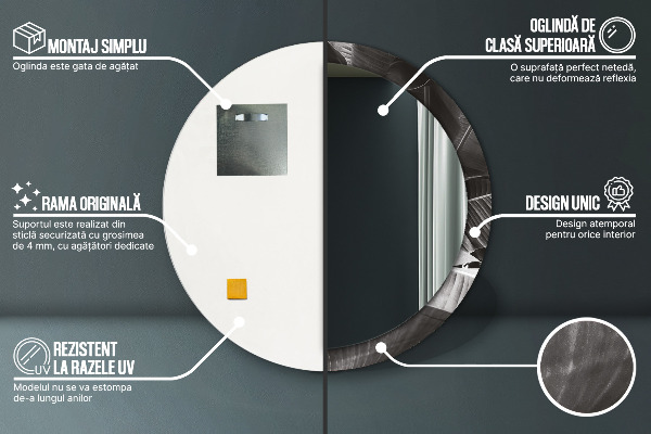 Specchio tondo decoro Palme tropicali