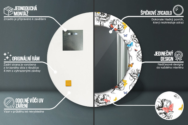 Specchio tondo decoro Farfalla