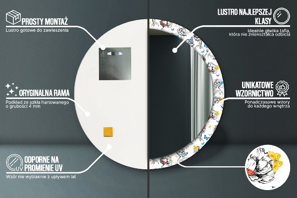 Specchio tondo decoro Farfalla