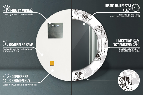 Specchio tondo decoro Fiori di papavero