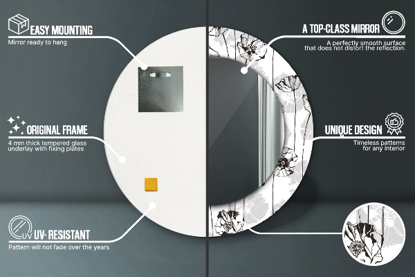 Specchio tondo decoro Fiori di papavero