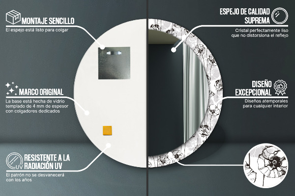 Specchio tondo decoro Fiori di papavero