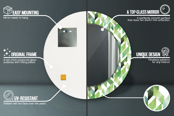 Specchio tondo decoro A spina di pesce