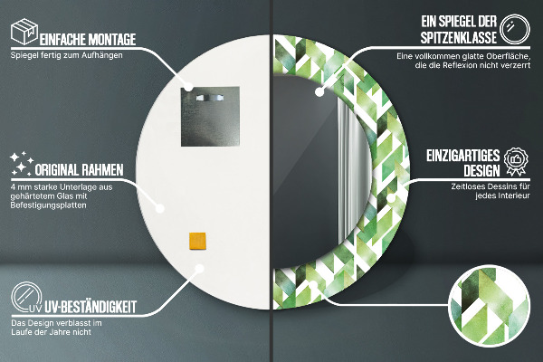 Specchio tondo decoro A spina di pesce