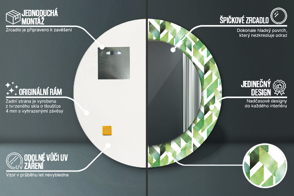 Specchio tondo decoro A spina di pesce