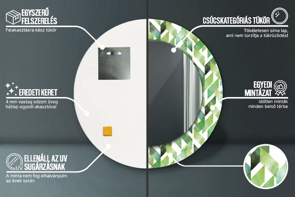 Specchio tondo decoro A spina di pesce