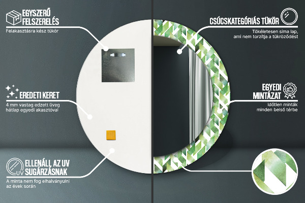 Specchio tondo decoro A spina di pesce