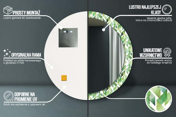 Specchio tondo decoro A spina di pesce