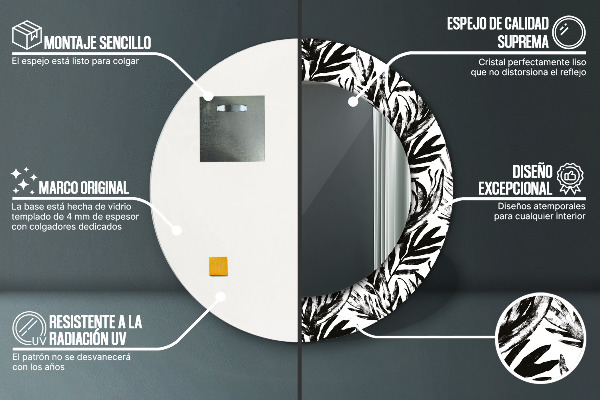 Specchio tondo con cornice stampata Mostro