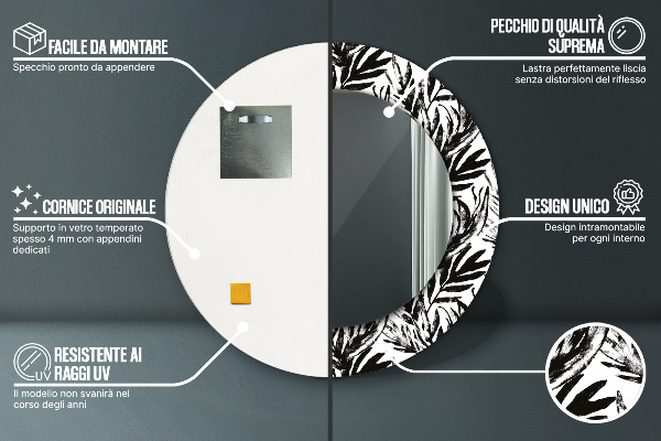 Specchio tondo con cornice stampata Mostro