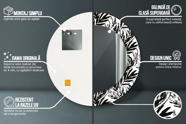 Specchio tondo con cornice stampata Mostro