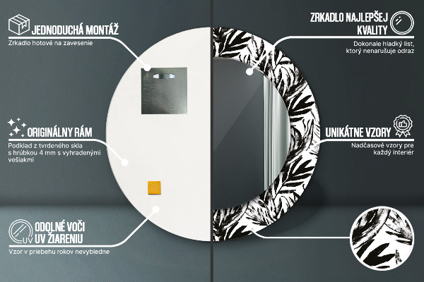 Specchio tondo con cornice stampata Mostro