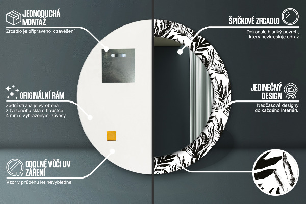 Specchio tondo con cornice stampata Mostro