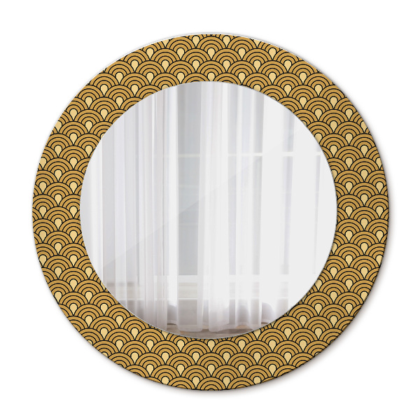 Specchio tondo con cornice stampata Deco vintage