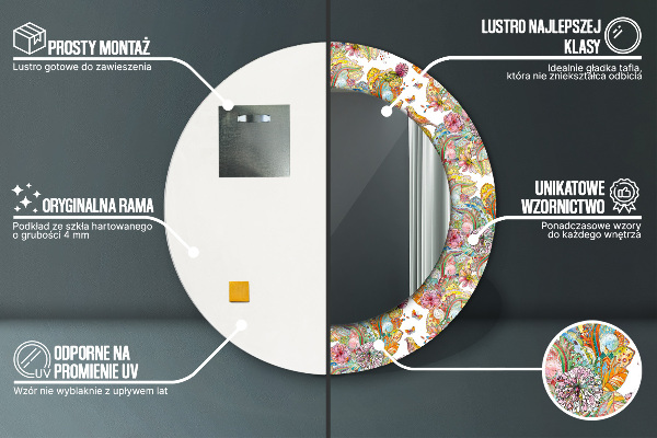 Specchio tondo con cornice stampata Un sogno sulla terra delle fiabe