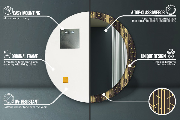 Specchio tondo con cornice stampata Astratto