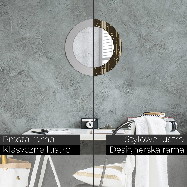 Specchio tondo con cornice stampata Astratto
