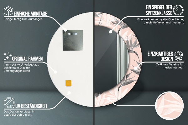 Specchio tondo stampato Paradiso degli uccelli