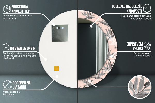 Specchio tondo stampato Paradiso degli uccelli