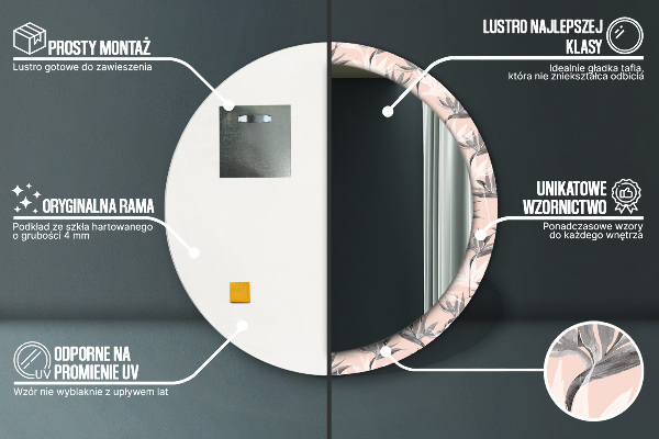 Specchio tondo stampato Paradiso degli uccelli