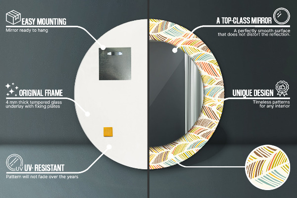 Specchio tondo stampato Astratto