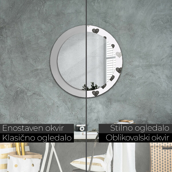 Specchio tondo stampato Cuori astratti