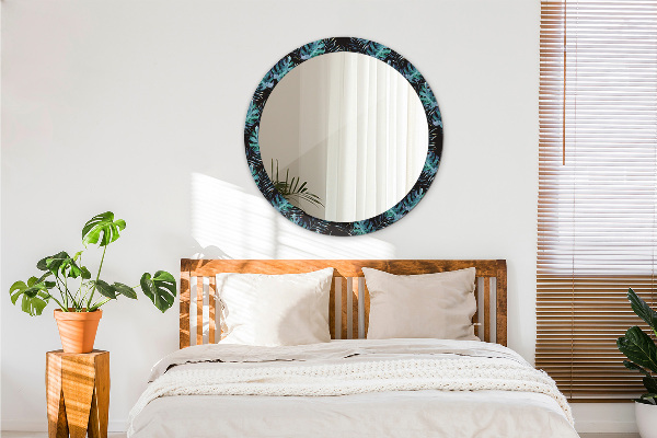 Specchio tondo decoro Foglie esotiche