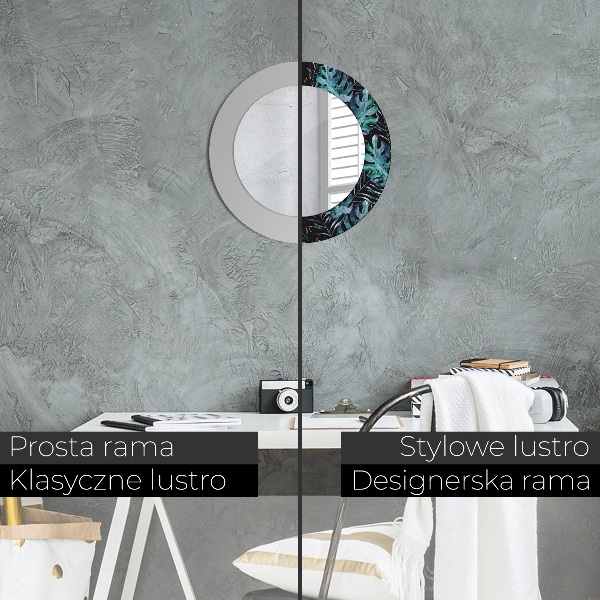 Specchio tondo decoro Foglie esotiche
