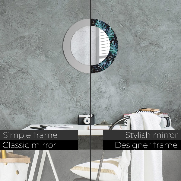 Specchio tondo decoro Foglie esotiche