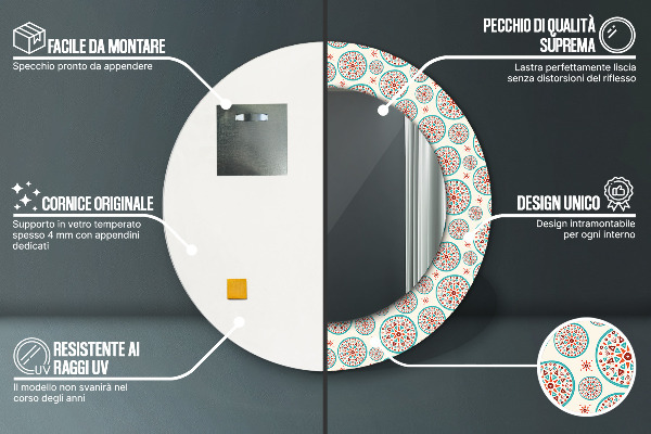 Specchio tondo decoro Modello Boho