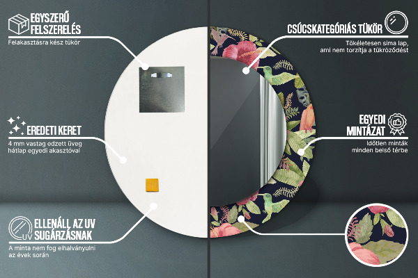 Specchio tondo stampato Fiori di ibisco