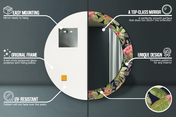 Specchio tondo stampato Fiori di ibisco