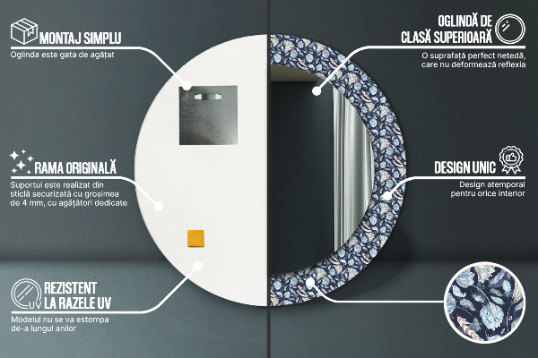 Specchio tondo stampato Pattern boho