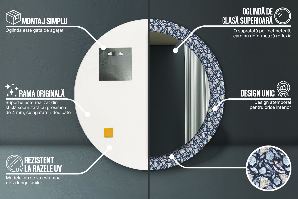 Specchio tondo stampato Pattern boho