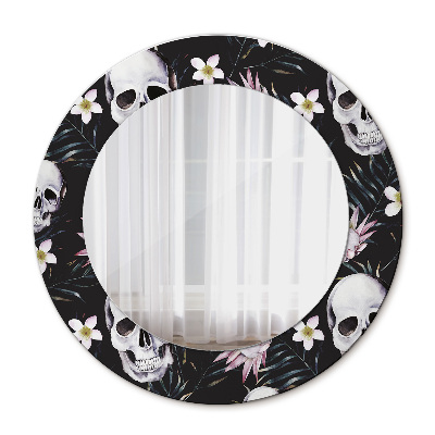 Specchio tondo stampato Fiori del cranio