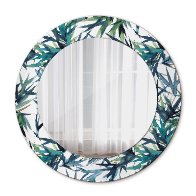 Specchio tondo stampato Palme blu