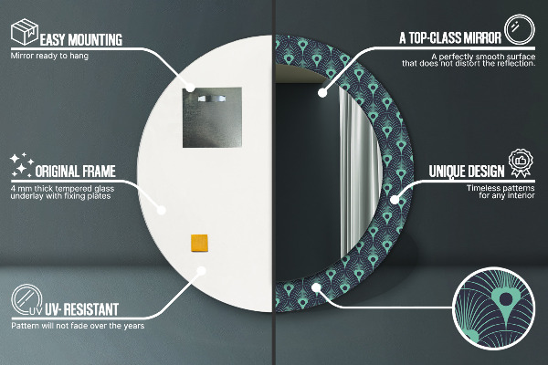 Specchio tondo stampato Motivo floreale