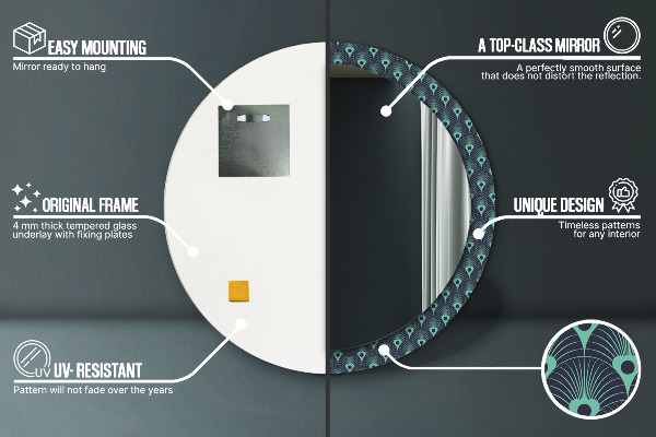 Specchio tondo stampato Motivo floreale