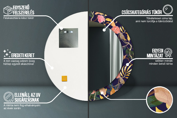 Specchio tondo stampato Piante d'acqua