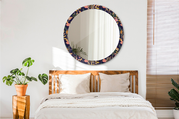 Specchio tondo stampato Piante d'acqua