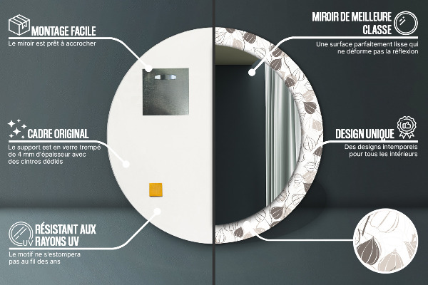 Specchio tondo stampato Floreale astratto