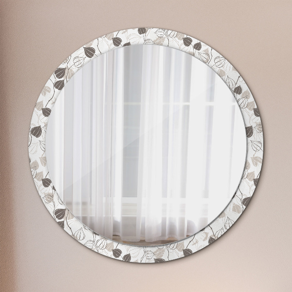 Specchio tondo stampato Floreale astratto
